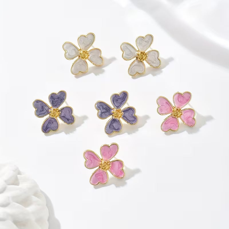 Pair of Elegant Floral Drop Oil Earrings