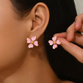 Pair of Elegant Floral Drop Oil Earrings