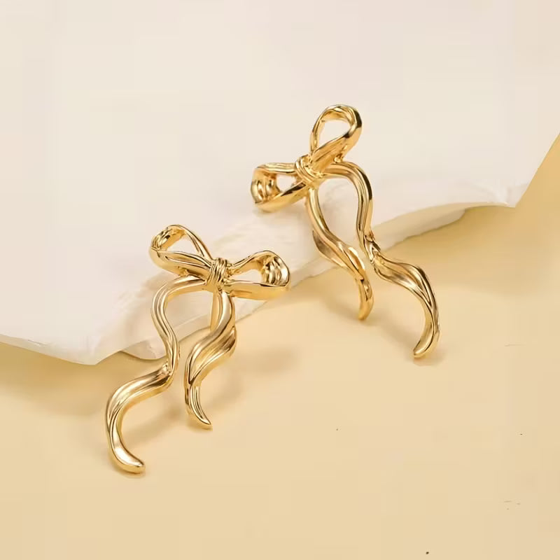 1 Pair Elegant Long Ribbon Bowknot Earrings