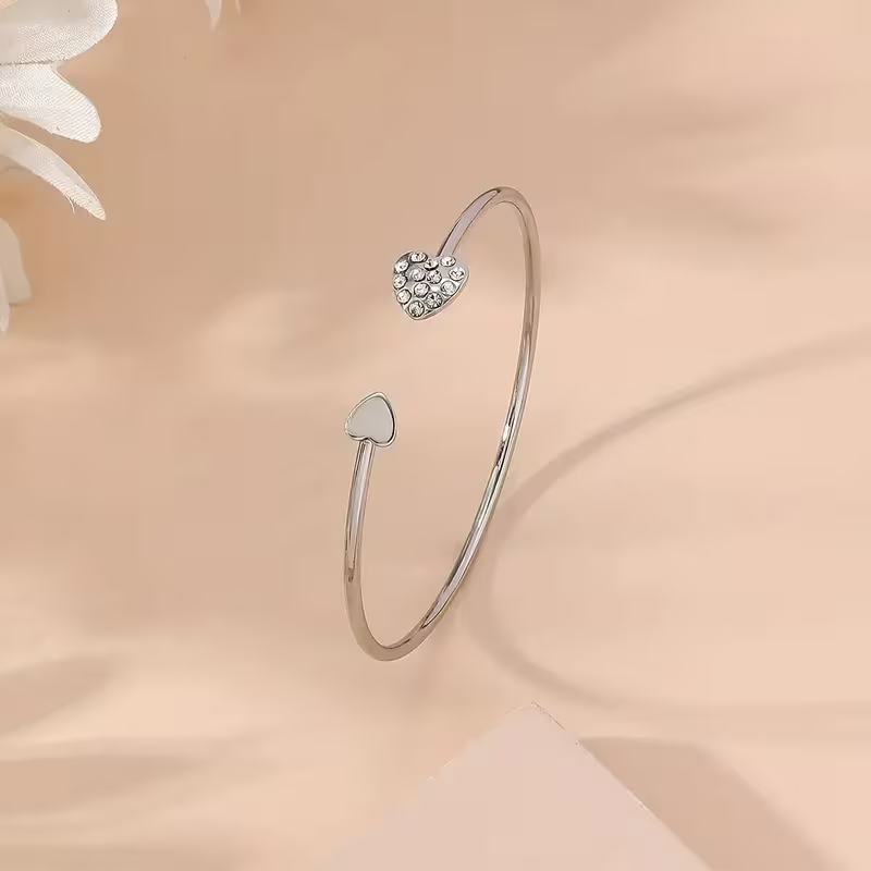 Elegant Silver-Tone Heart Charm Bracelet