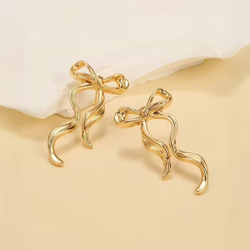 1 Pair Elegant Long Ribbon Bowknot Earrings