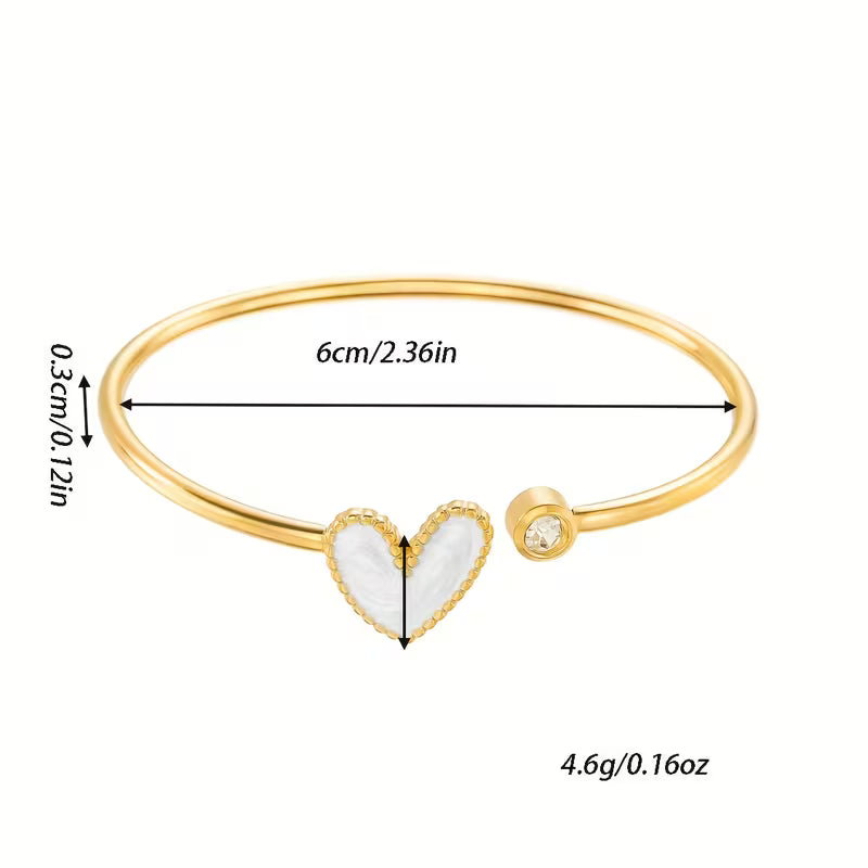 Fashionable, Trendy & Delicate Enamel Heart Twist Open Bangle