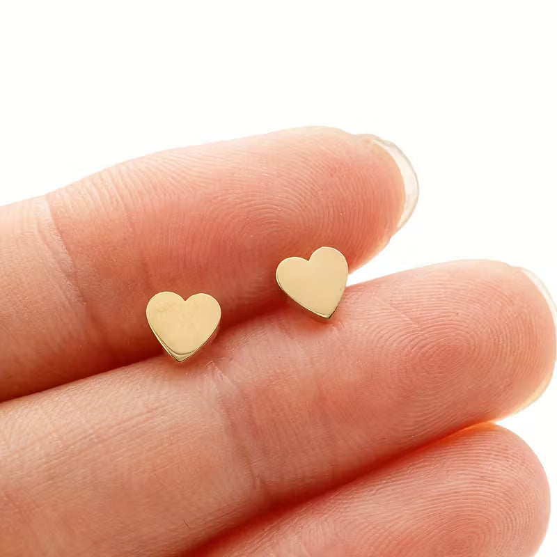 A Set of Stainless Steel Earrings Featuring a Trendy Korean Sweet Heart Design