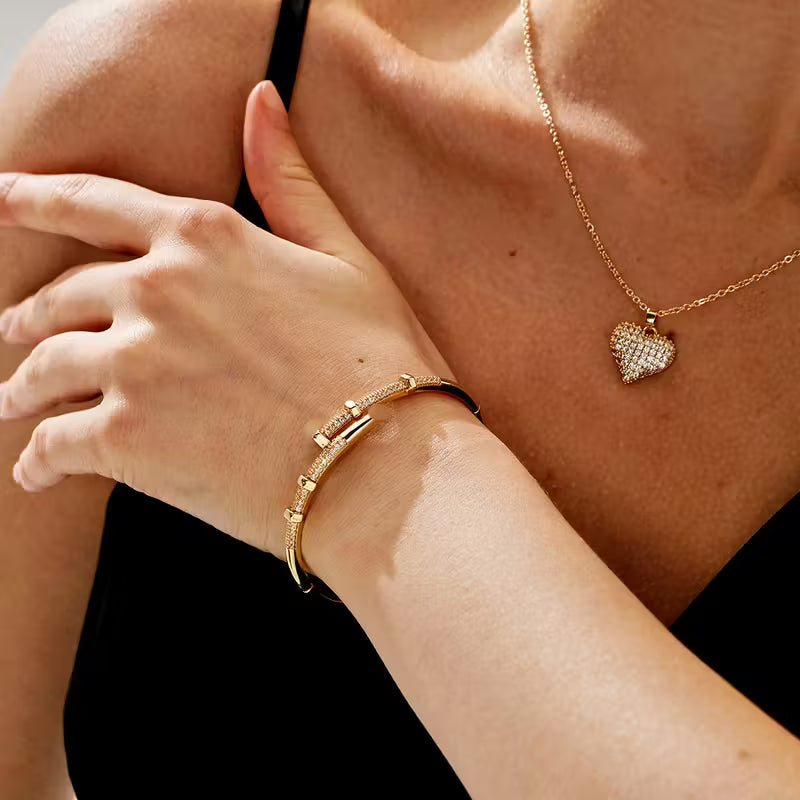 Fashion Copper Nail Bracelet with 3A Zirconia