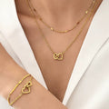 Stainless Steel Jewelry Sets High-End Atmosphere Love Bracelet Love Necklace Double Chain