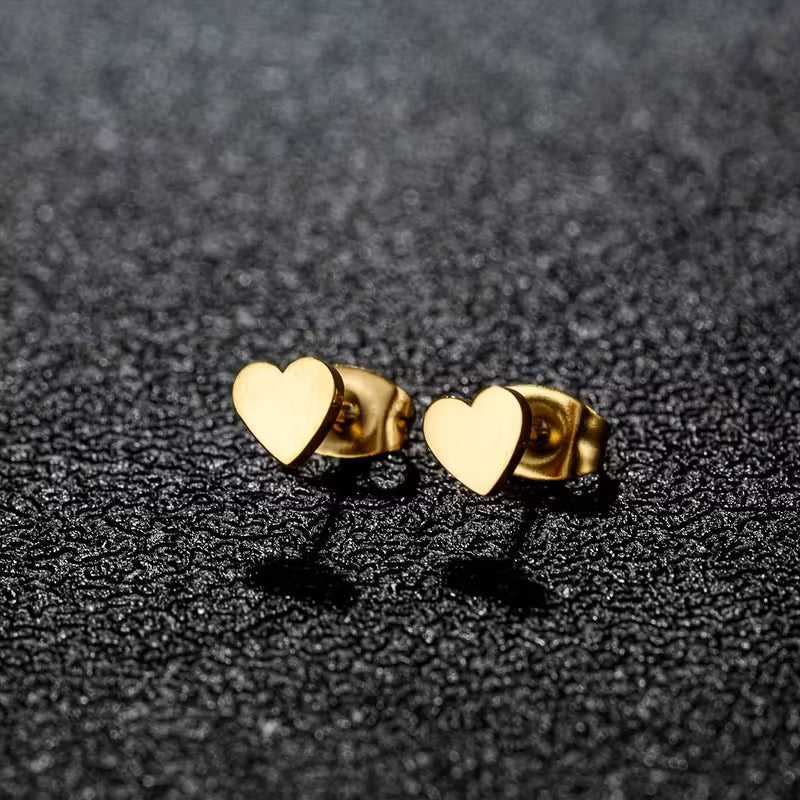 A Set of Stainless Steel Earrings Featuring a Trendy Korean Sweet Heart Design