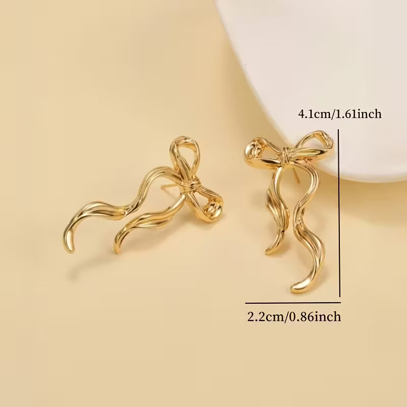 1 Pair Elegant Long Ribbon Bowknot Earrings