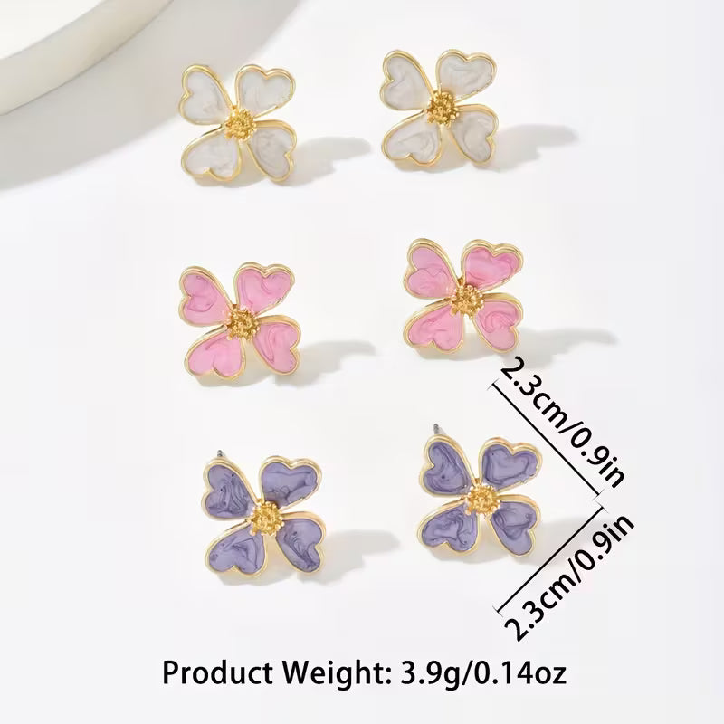 Pair of Elegant Floral Drop Oil Earrings