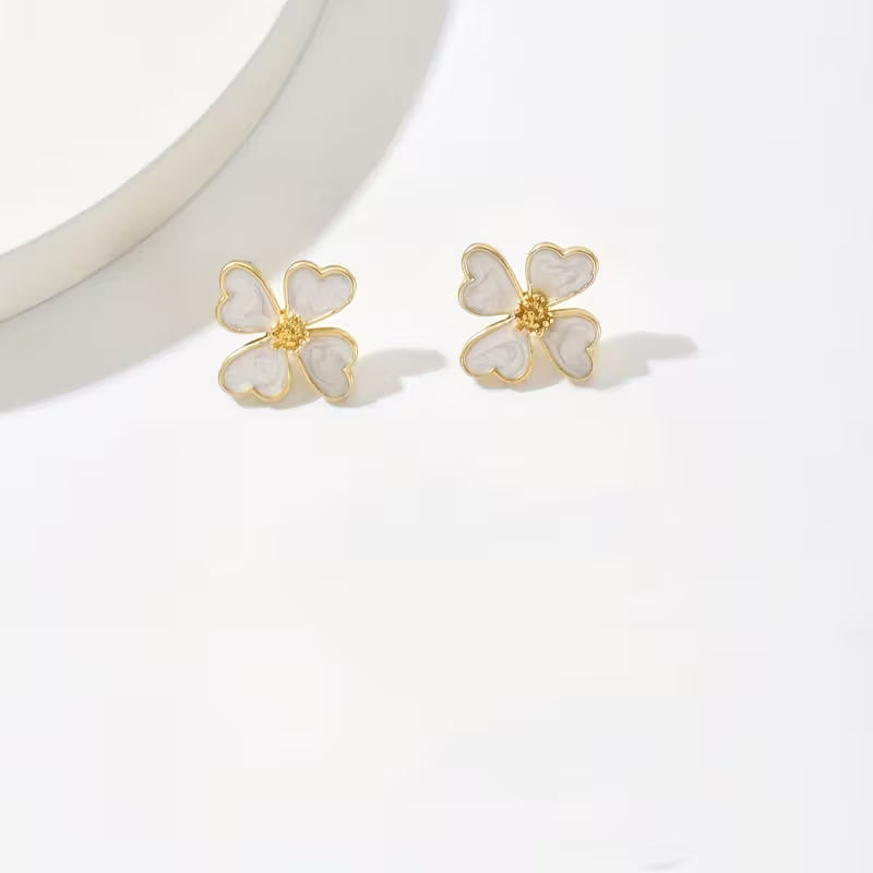 Pair of Elegant Floral Drop Oil Earrings