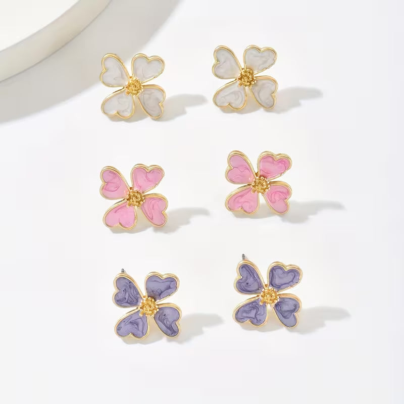 Pair of Elegant Floral Drop Oil Earrings