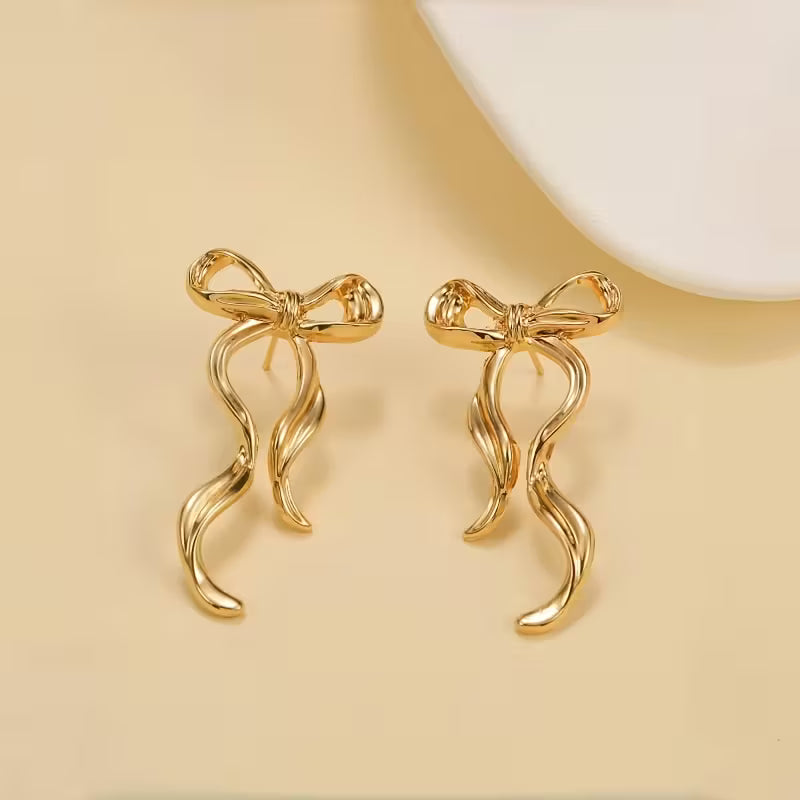 1 Pair Elegant Long Ribbon Bowknot Earrings