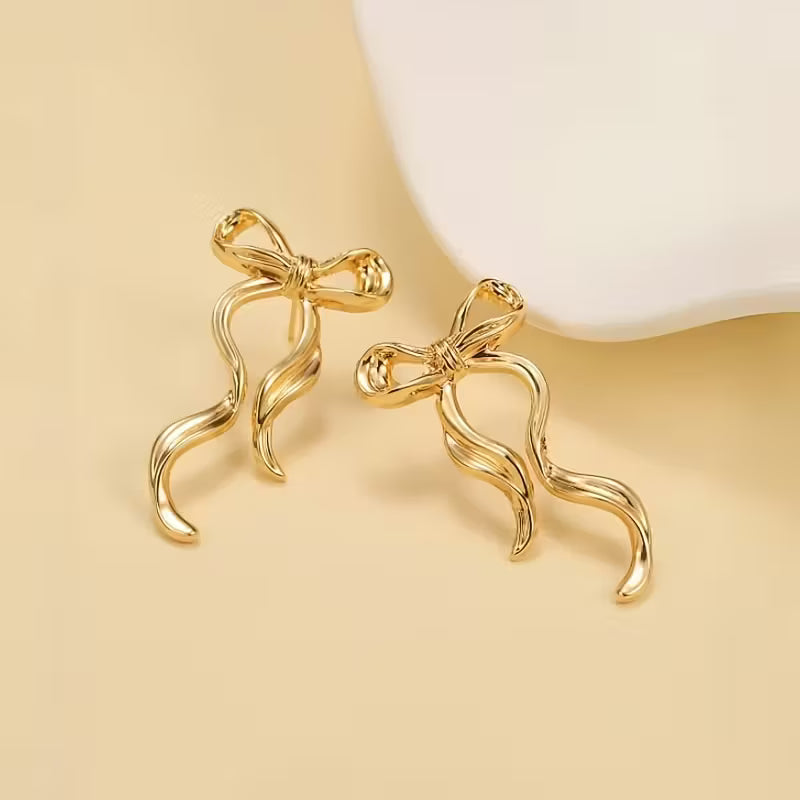 1 Pair Elegant Long Ribbon Bowknot Earrings