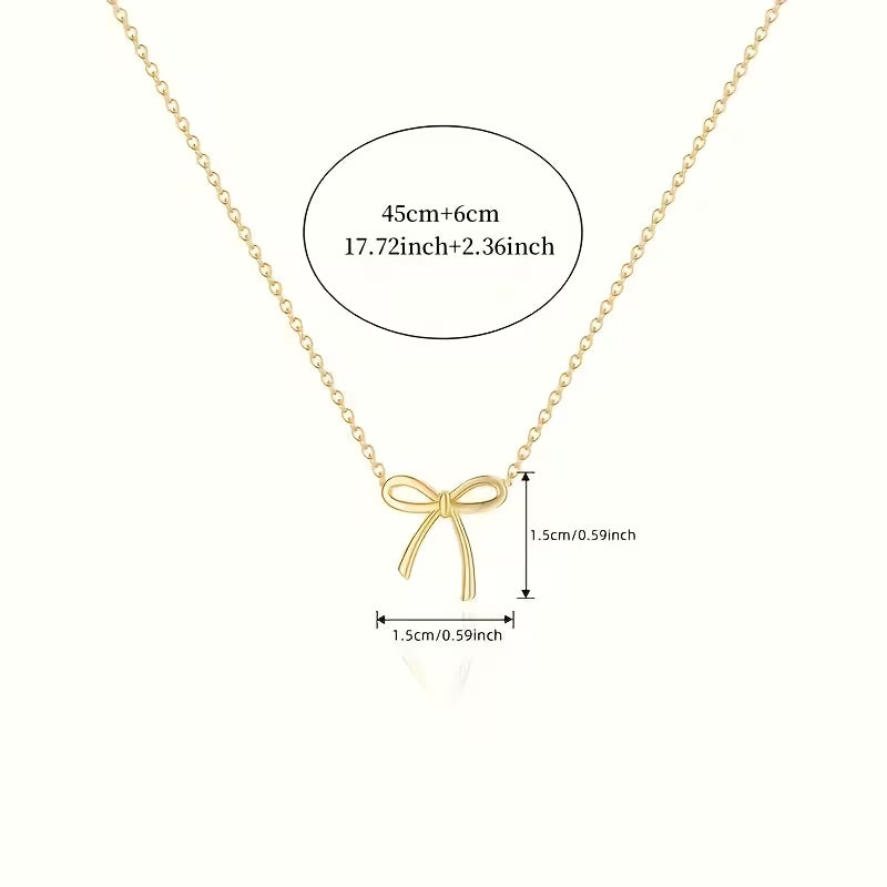 Minimalist Bow Pendant Necklace for Women
