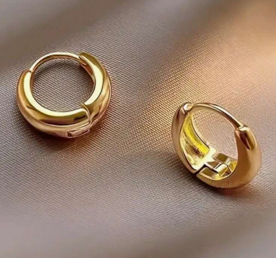 1 Pair 18K Gold Plated Stainless Steel Hypoallergenic French Hoop Earrings, Anti-Tarnish